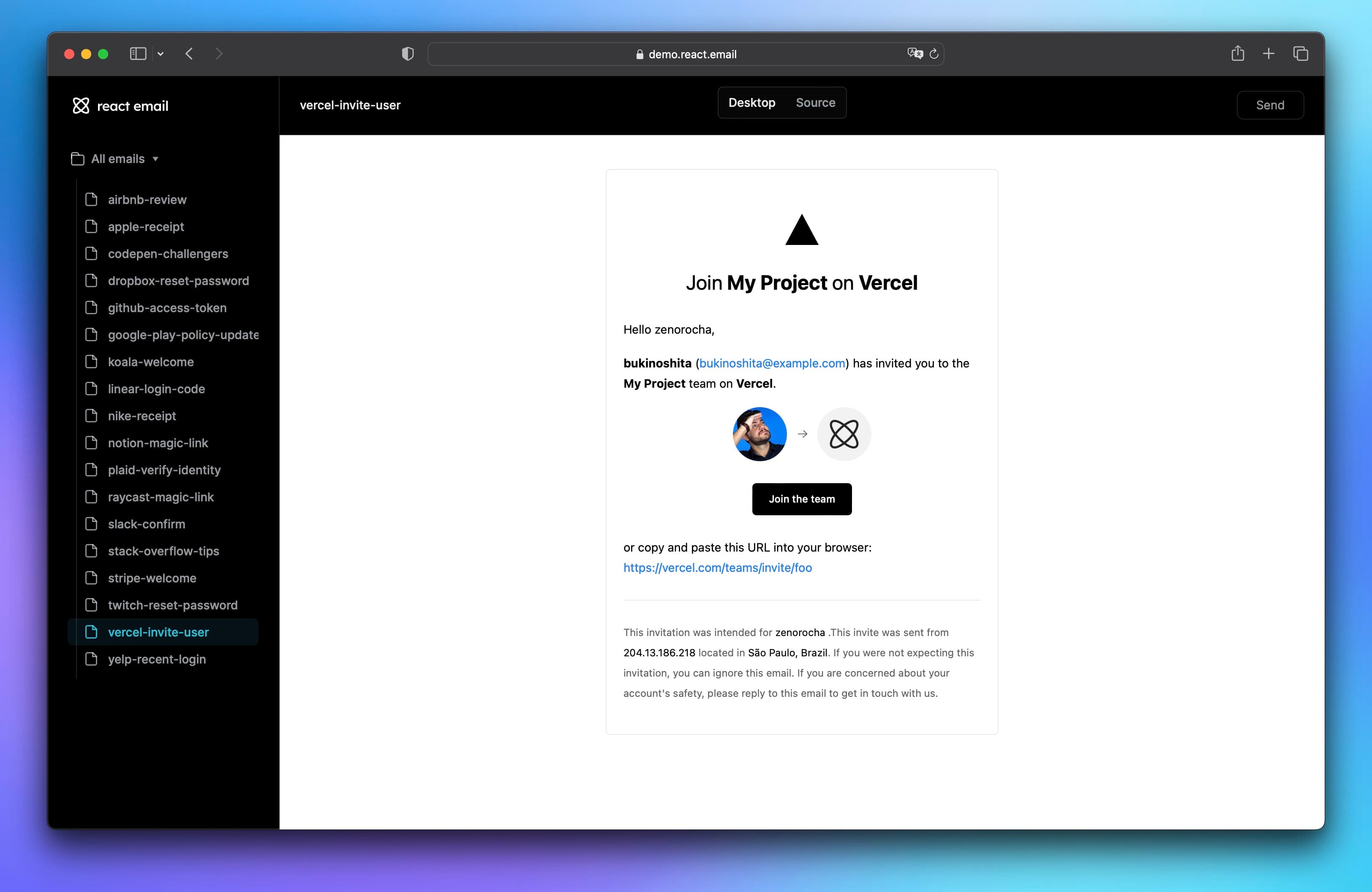Vercel template using Tailwind